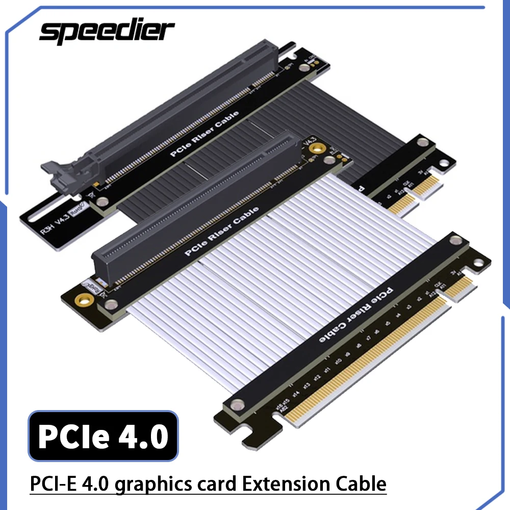 Riser Silver Pcie 4.0 X16 Riser Cable Gen4 Graphics Video Card Extender Pci Express 4.0 16X Gaming Gpu A 90 Gradi Per Custodia Atx