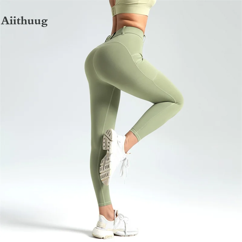 Aiithuug Lycra Pantaloni Da Yoga Elastici Morbidi Stile Moto Vita Alta Cool Girl Feeling Gym Legging Workout Leggings Sportivi Shaper