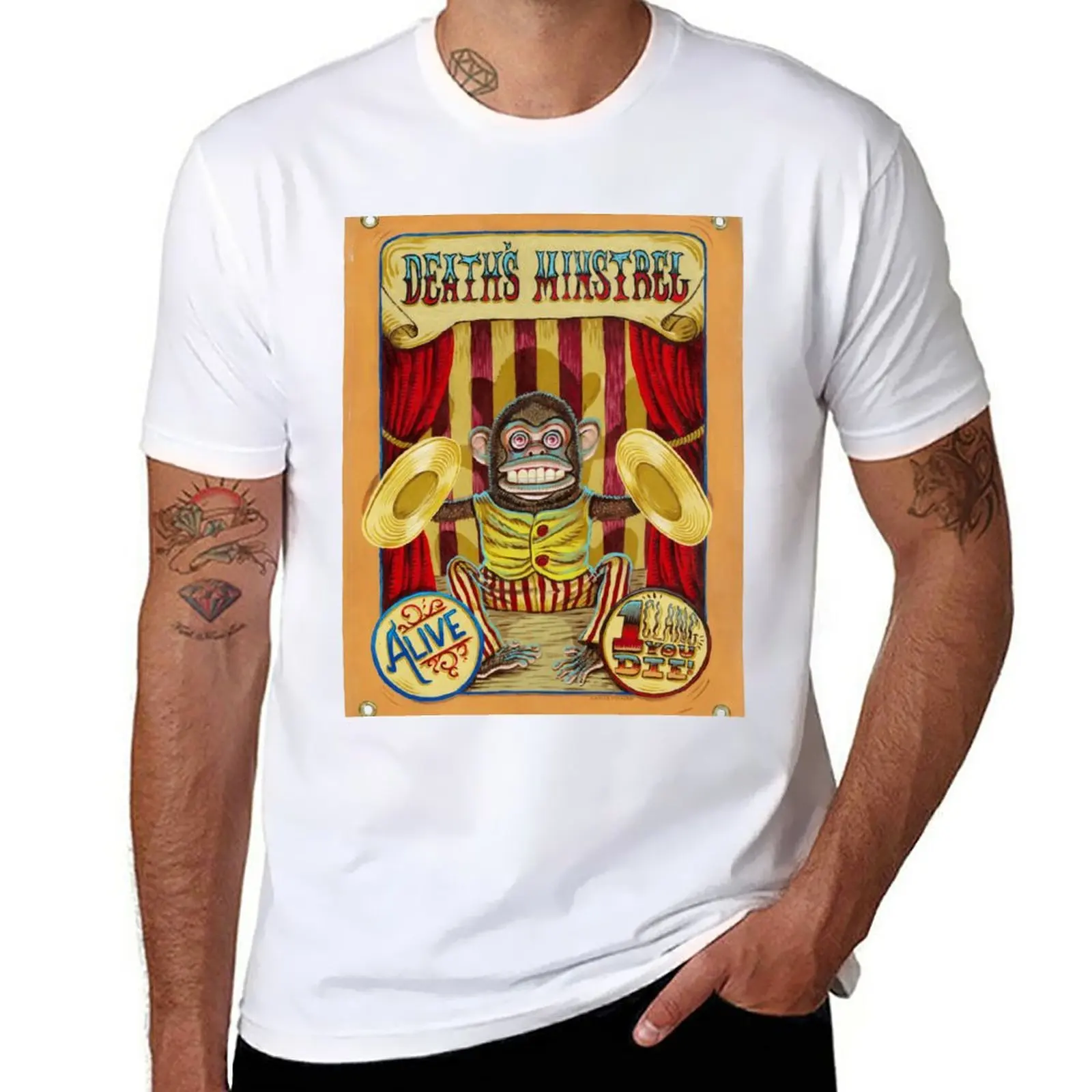 New Death Minstrel: Jolly Chimp Sideshow Banner T-Shirt Magliette Pesanti Magliette Estive Magliette Da Uomo
