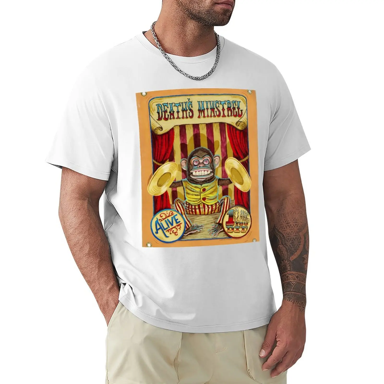 Death Minstrel: Jolly Chimp Sideshow Banner T-Shirt Kawaii Vestiti Vestiti Estetici Magliette In Cotone Da Uomo