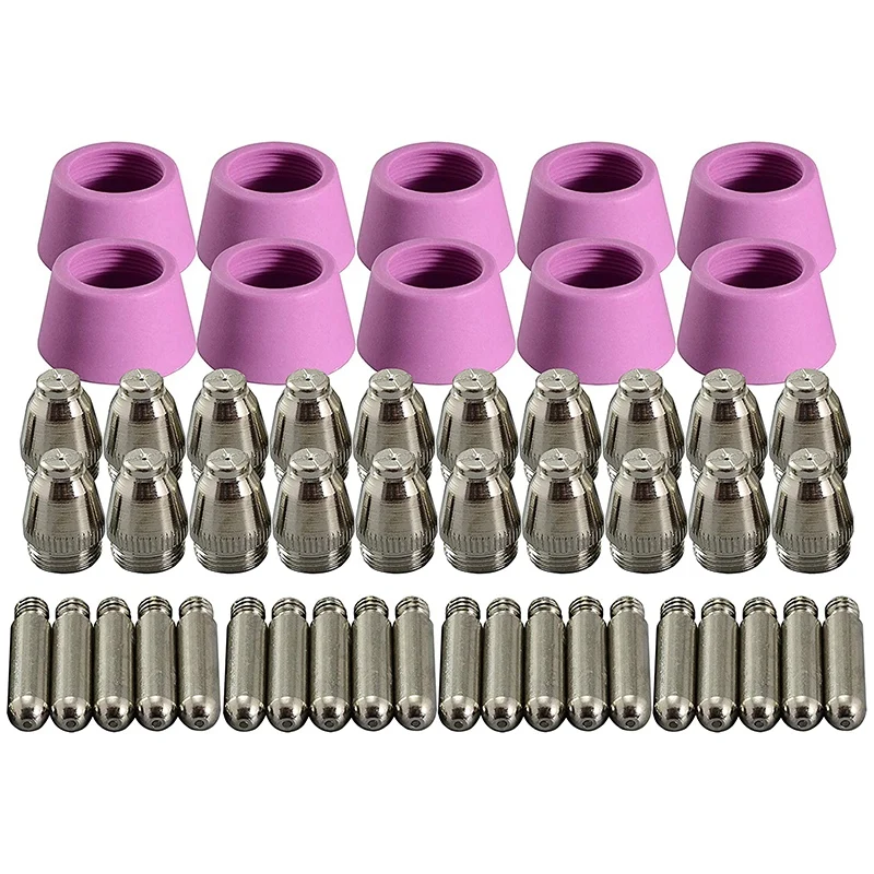 50Pcs Plasma Cutter Torch Consumabili Ugelli Per Elettrodi Kit Tazze Per Ag-60 Sg-55 Wsd-60 Fit Cut-60 Lgk-60 Plasma Cutter