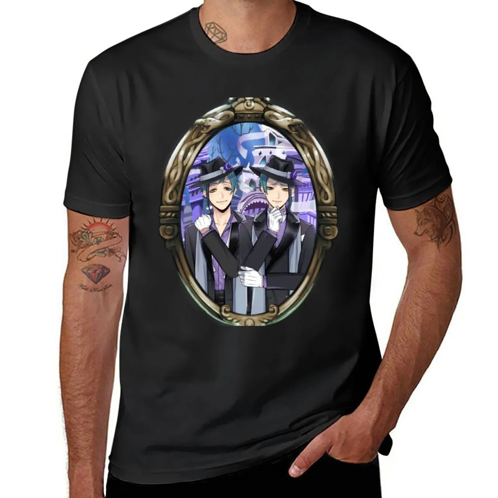 Floyd Leech & Jade Leech (Twisted Wonderland) T-Shirt Vestiti Carini Magliette Aderenti Vintage Anime Per Uomo