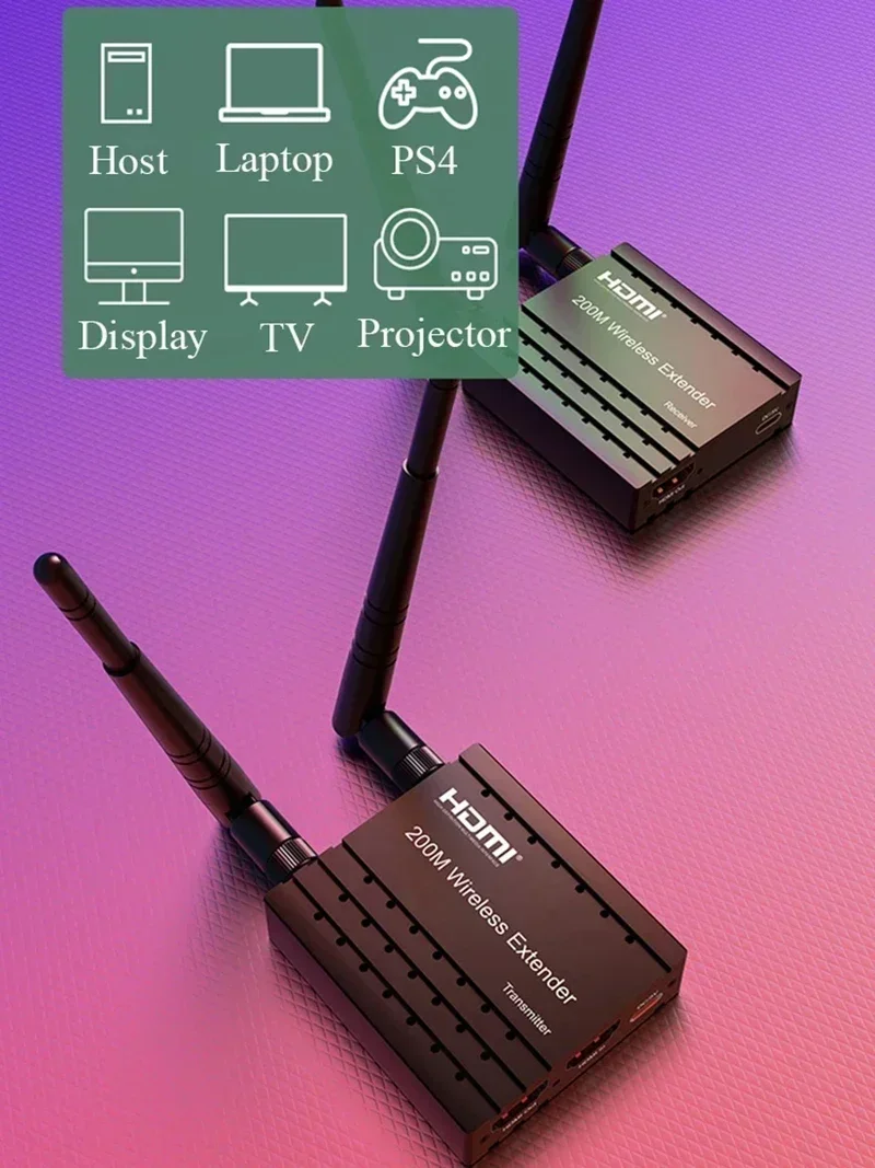 200M Wireless Hdmi Extender 1080P Audio Video Trasmettitore Ricevitore Display Adapter Condividi Sender Per Fotocamera Laptop A Tv Monitor
