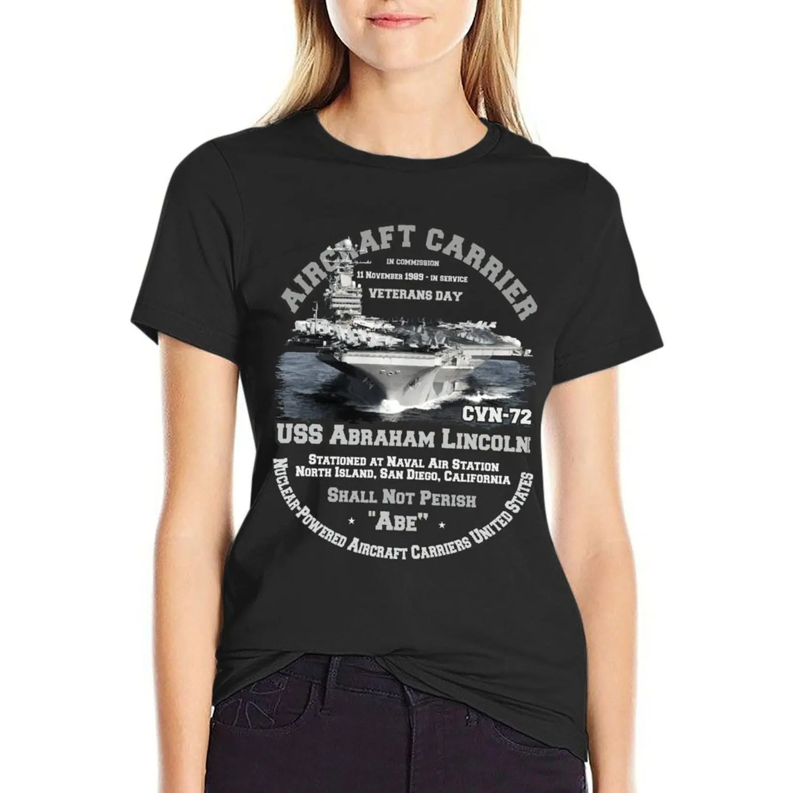 Uss Abraham Lincoln (Cvn-72) Aircraft Carrier Veterans T-Shirt Hippie Clothes Funny Kawaii Clothes Designer Clothes Women Luxury