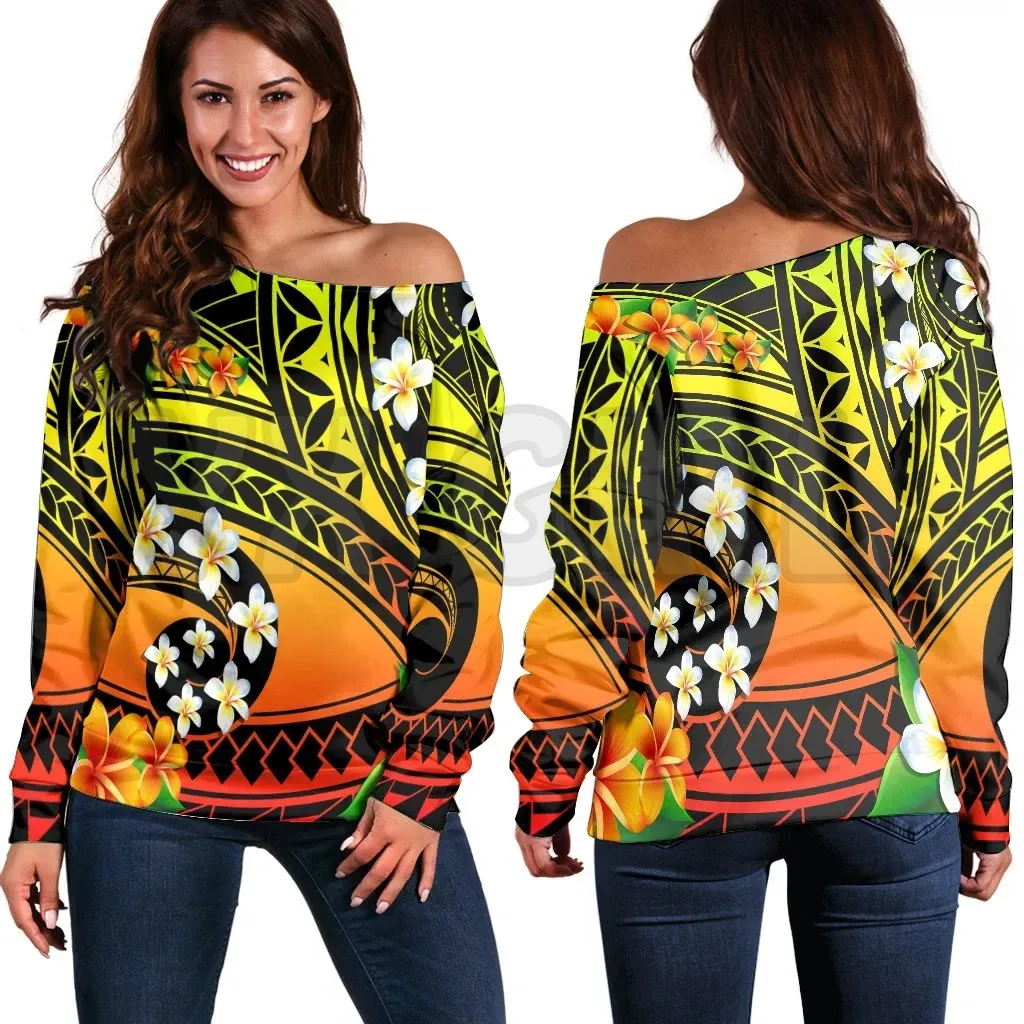 Yx Girl Hawaii Plumeria Polinesiano 3D Stampato Novità Donna Casual Maglione A Maniche Lunghe Pullover