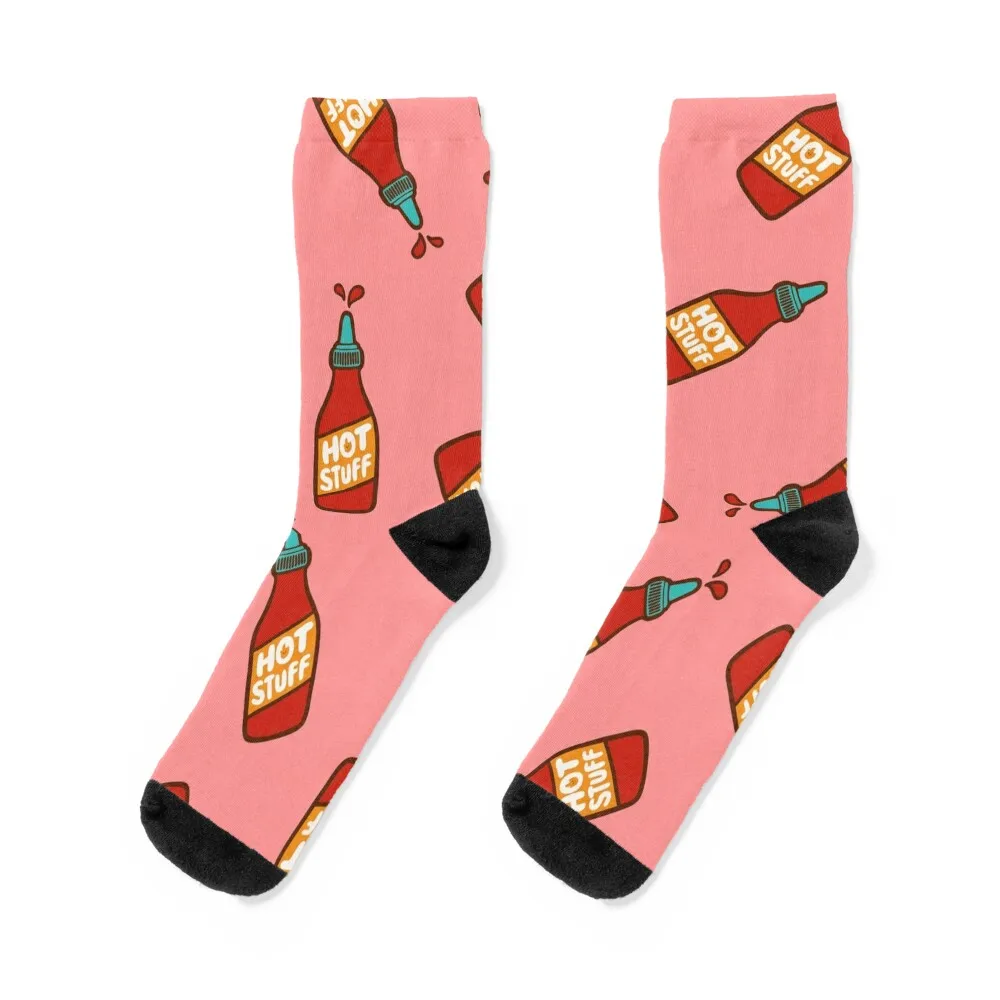 Hot Stuff Hot Sauce Pattern In Peachy Pink Socks Designer Sheer Essential Boy Child Socks Women'S