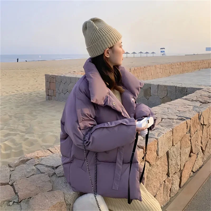 Coreano Fashion Puffer Jacket Women 2023 New Loose Color Block Manica Lunga Bubble Coats Winter Parka Female