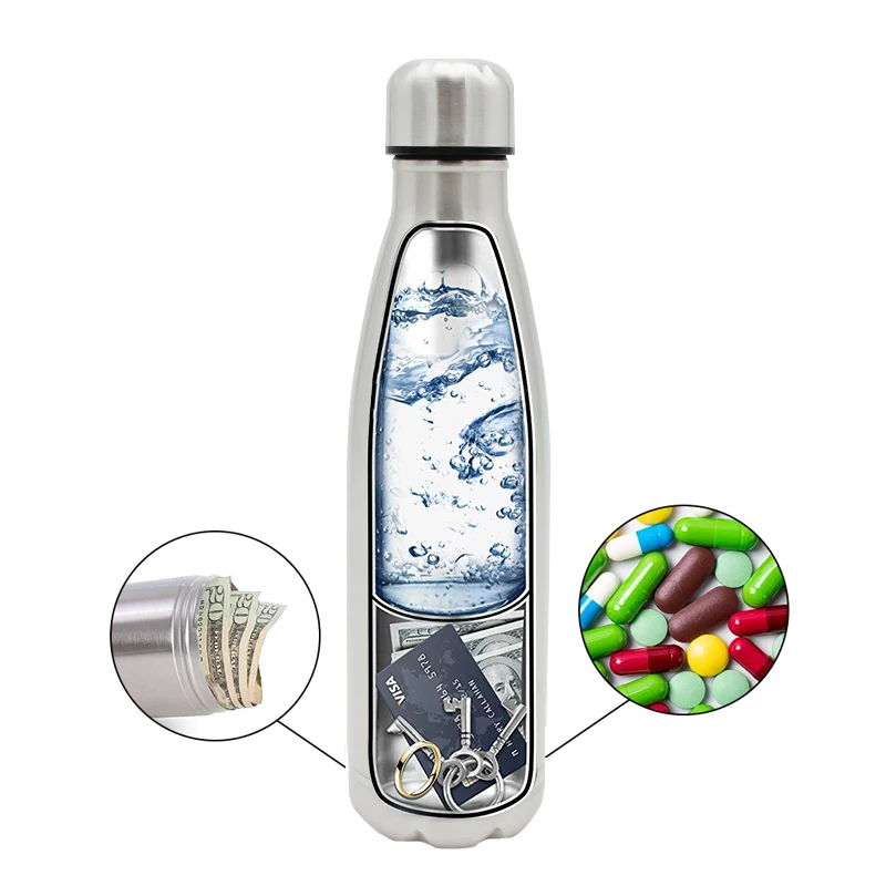 Secret Hidden Safe Steel Diversion Water Bottle Safe Box Money Secret Stash Spot Per Carte Chiavi Cash Can Storage Scomparto