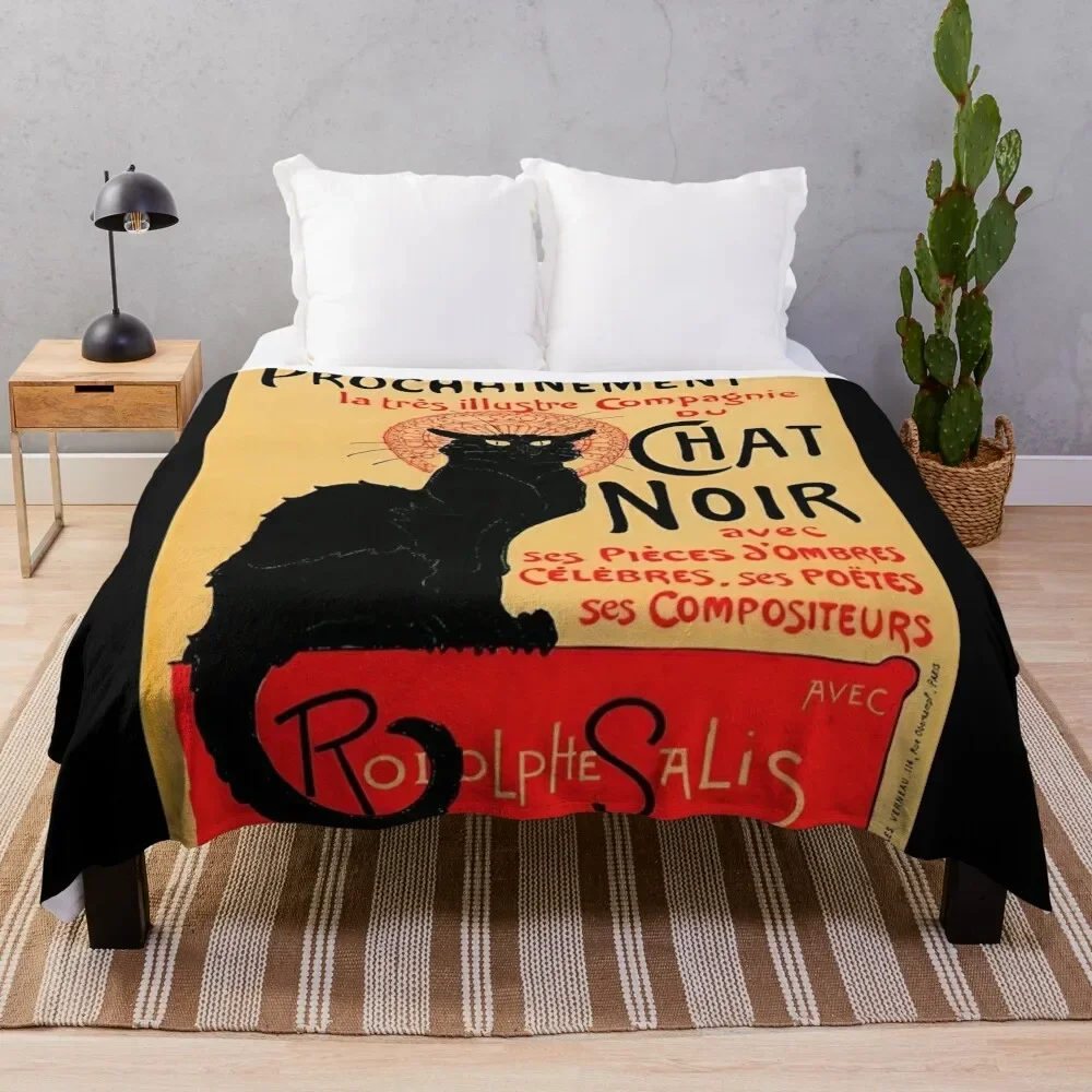 Vintage Le Chat Noir France Adt Throw Coperta Thermal Per Viaggi Picnic Idee Regalo Di San Valentino Coperte