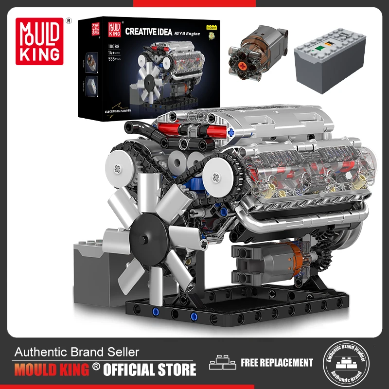 Mold King 10088 Technicincal Car Building Block Moc Motorizzato V8 Engine Model Assembly Car Brick Part Toys Regalo Di Natale Per Bambini