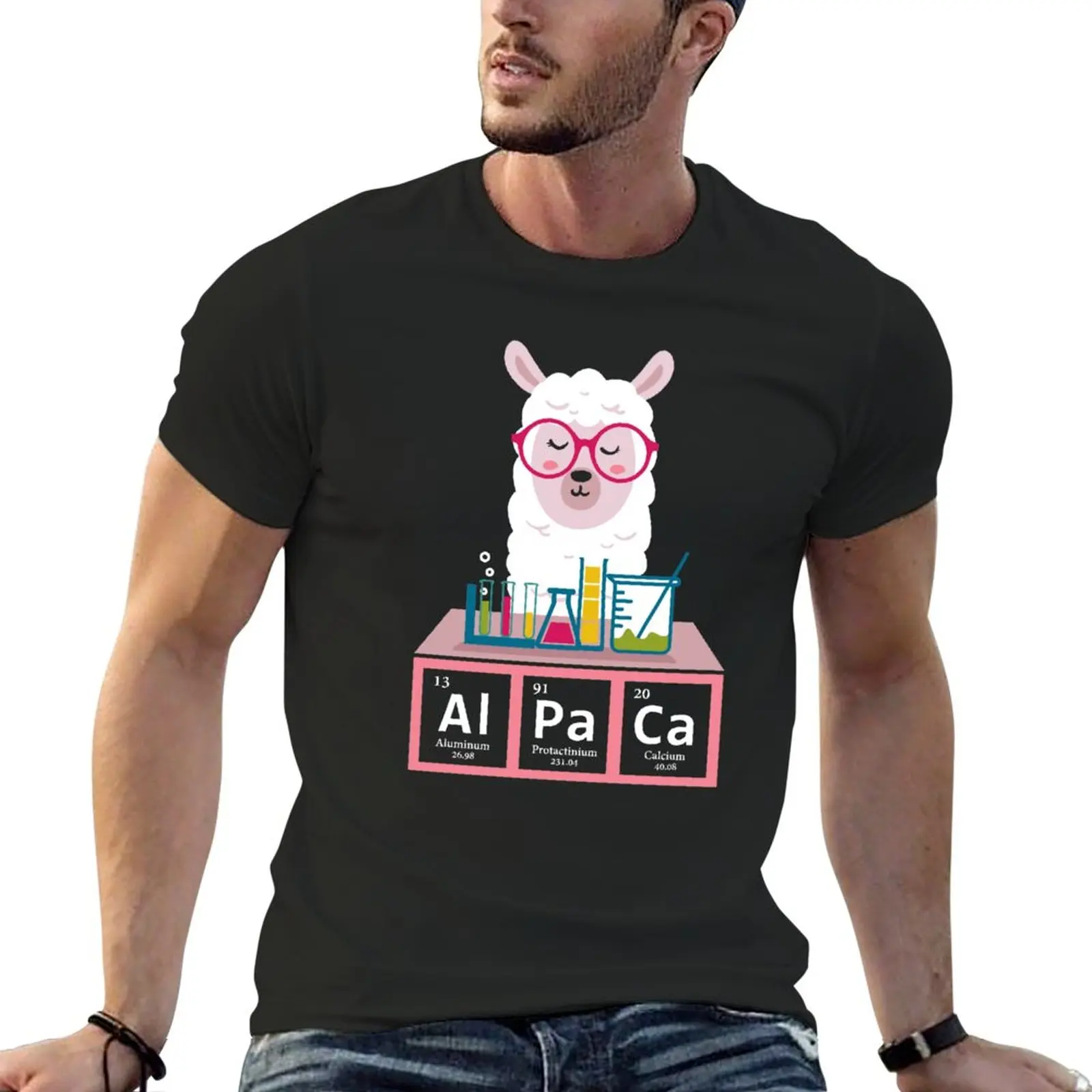 Alpaka-Periodensystem-T-Struck, Lama-Design, Design Chimico-T-Shirt Abbigliamento Estetico Magliette Pesanti Per Uomo Pack