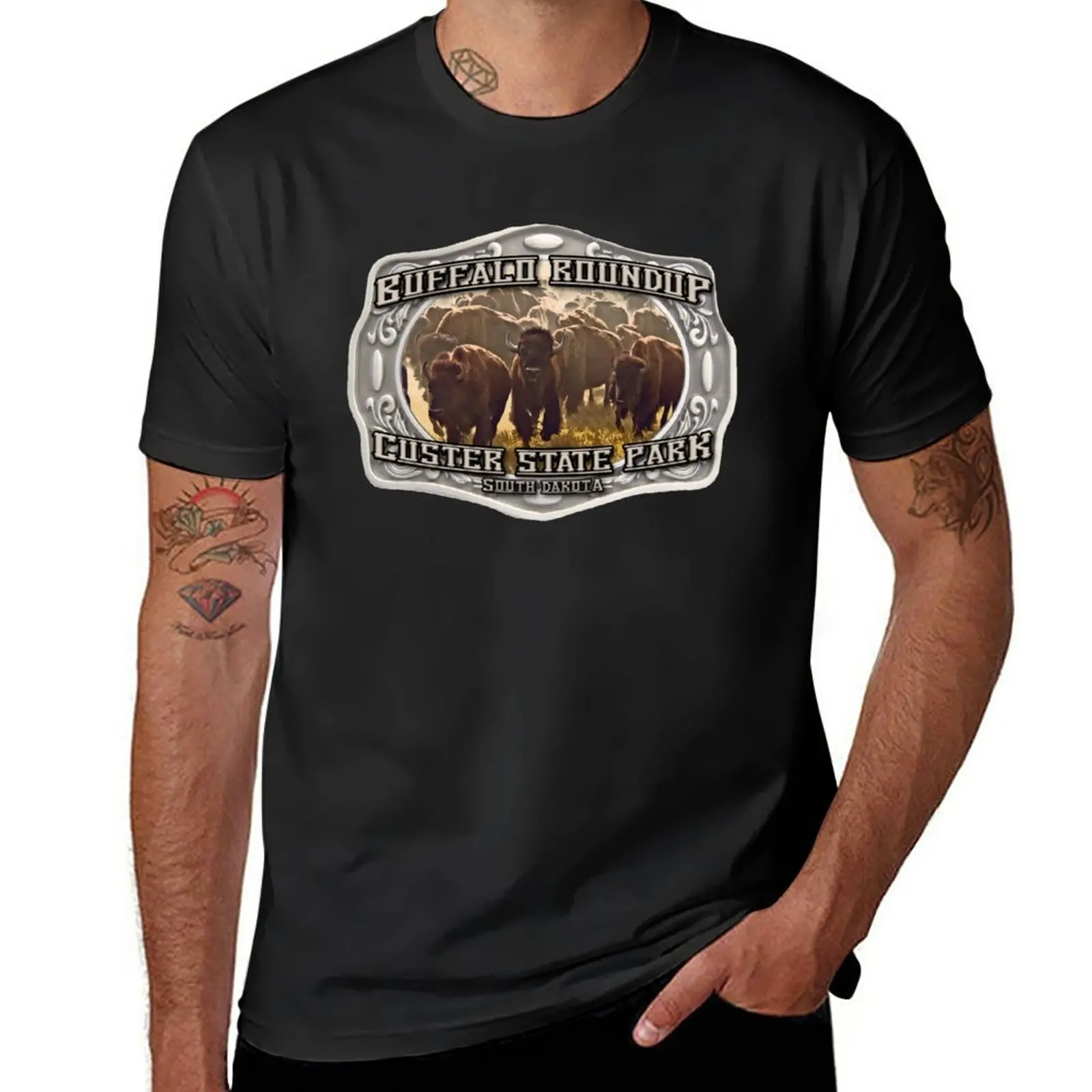 Custer State Park Buffalo Roundup T-Shirt Anime Clothes Customs T Shirt Men