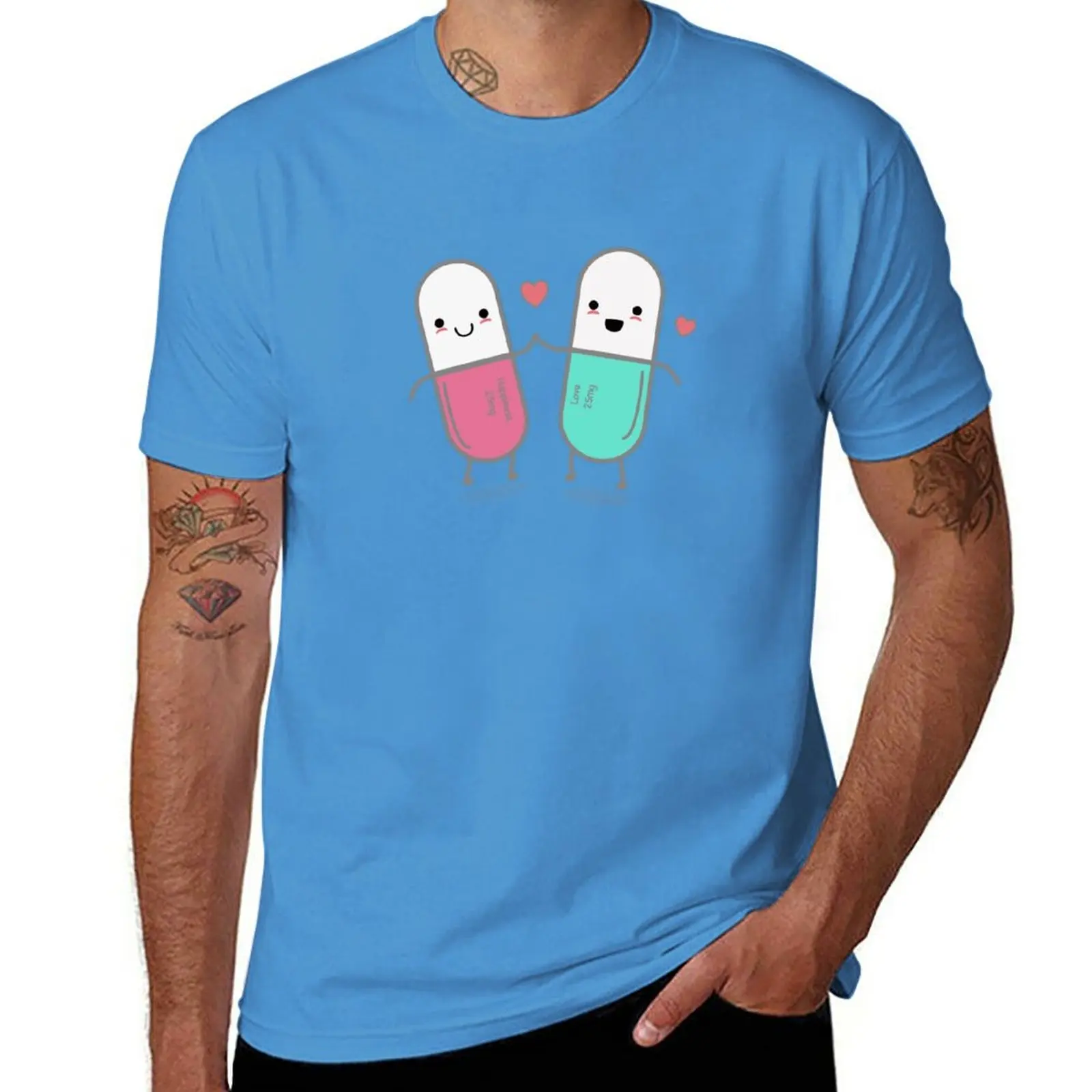 New Funny Happy Pills T-Shirt Felpe Plus Size Top Magliette Personalizzate T-Shirt Da Uomo