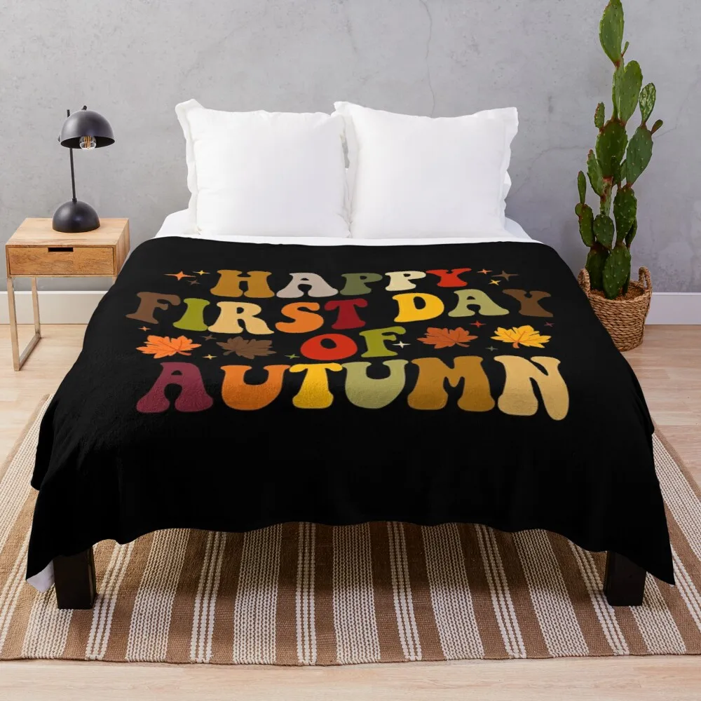 Happy First Day Of Autumn Throw Coperta Coperta Estiva