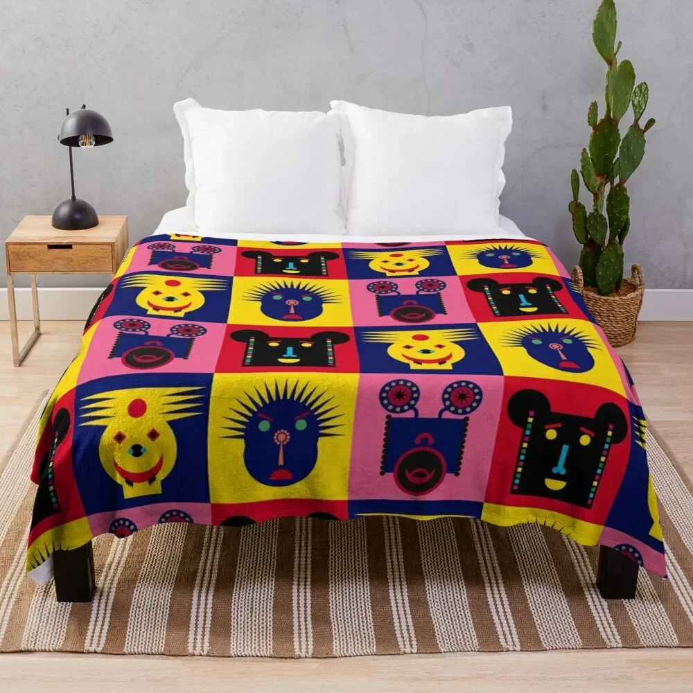 Happy Town Faces 1 Coperta Da Tiro Coperte Mobili Alla Moda