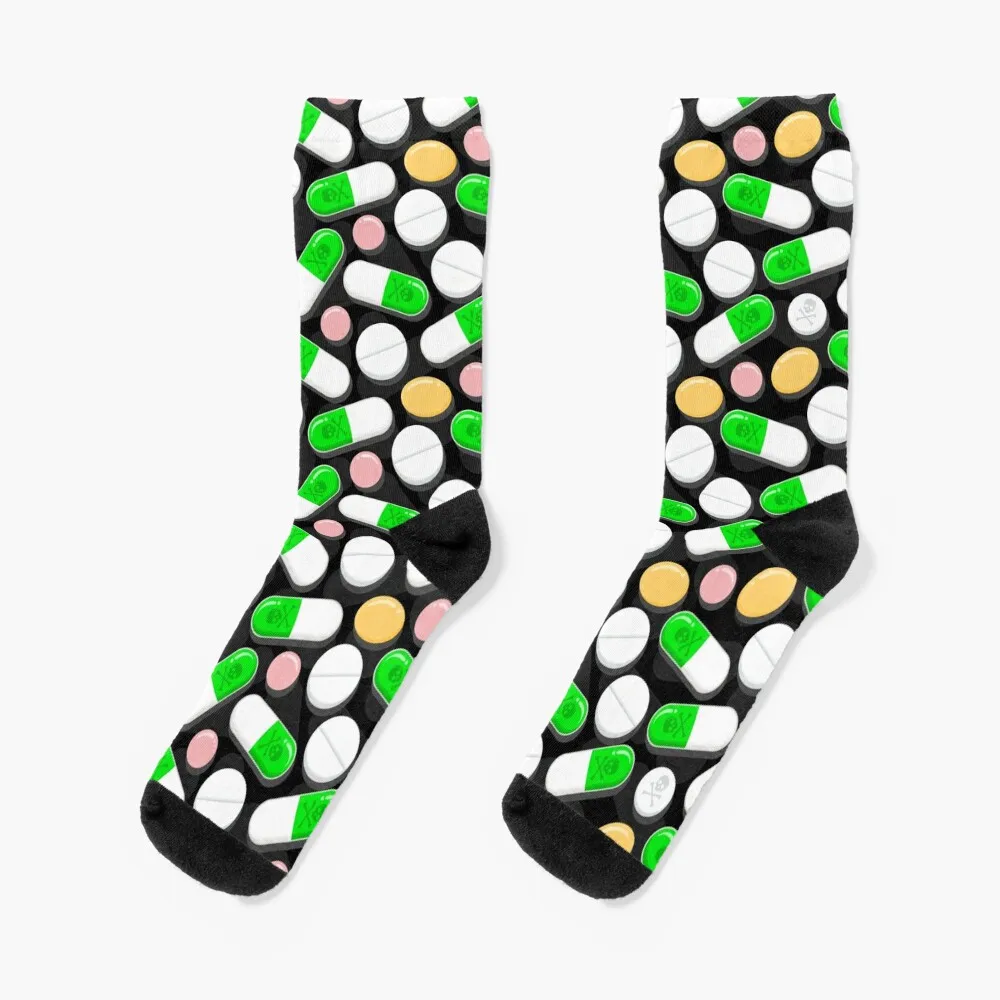 Deadly Pills Pattern Socks Cartoon Happy Socks For Women'S