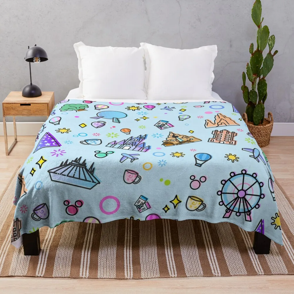 Meet Me At My Happy Place Pattern Throw Blanket Plaid On The Sofa Single Wednesday Grandi Coperte