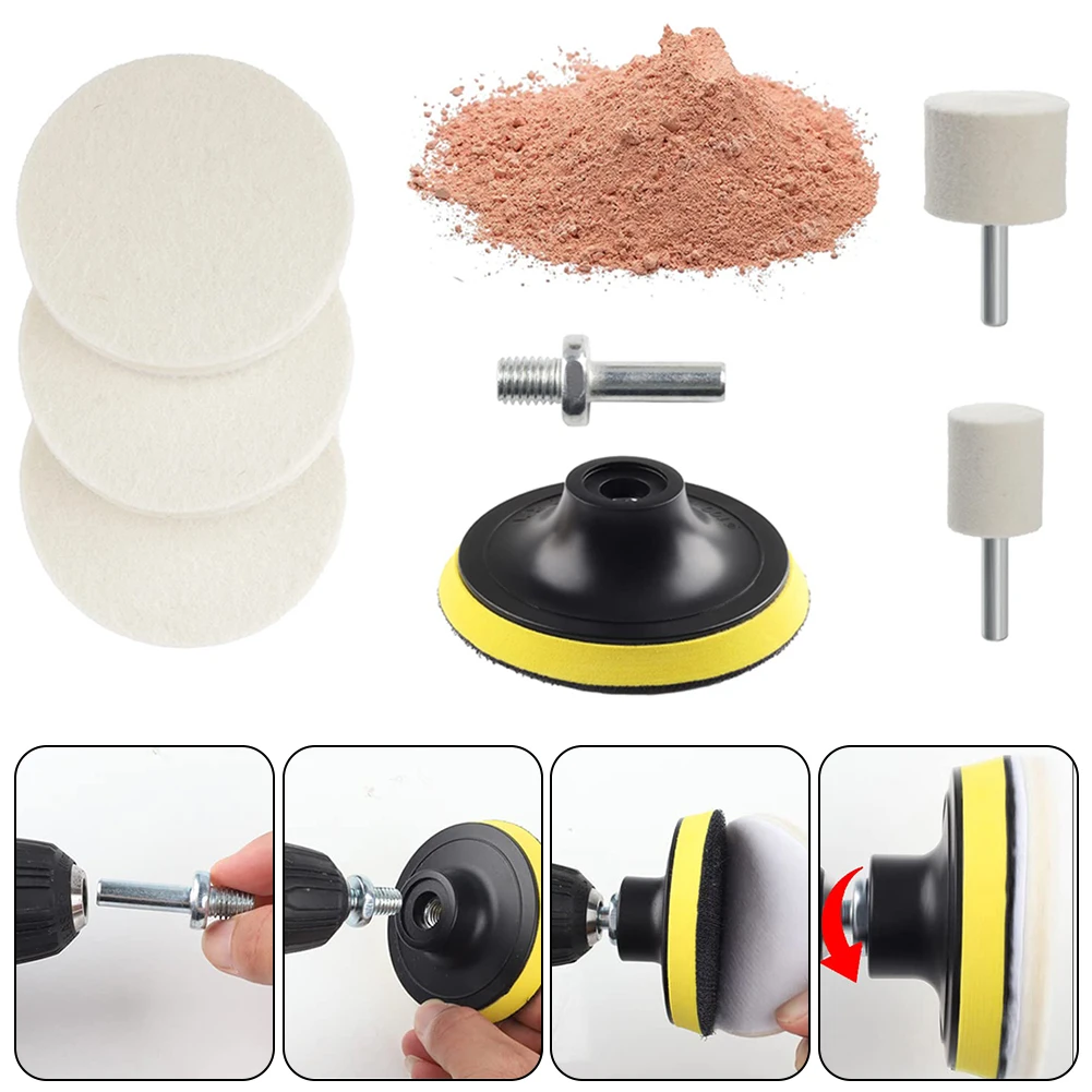 Kit Di Lucidatura Da 8 Pezzi Kit Di Lucidatura Per Vetro In Polvere Di Ossido Di Cerio Per Parabrezza Per Auto Accessori Per Auto