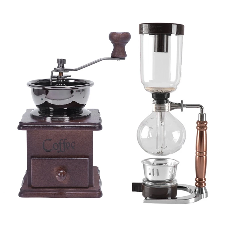 Manual Coffee Grinder, Hand Coffee Beans Grinding Machine & Japanese Style Siphon Coffee Maker Tea Siphon Pot