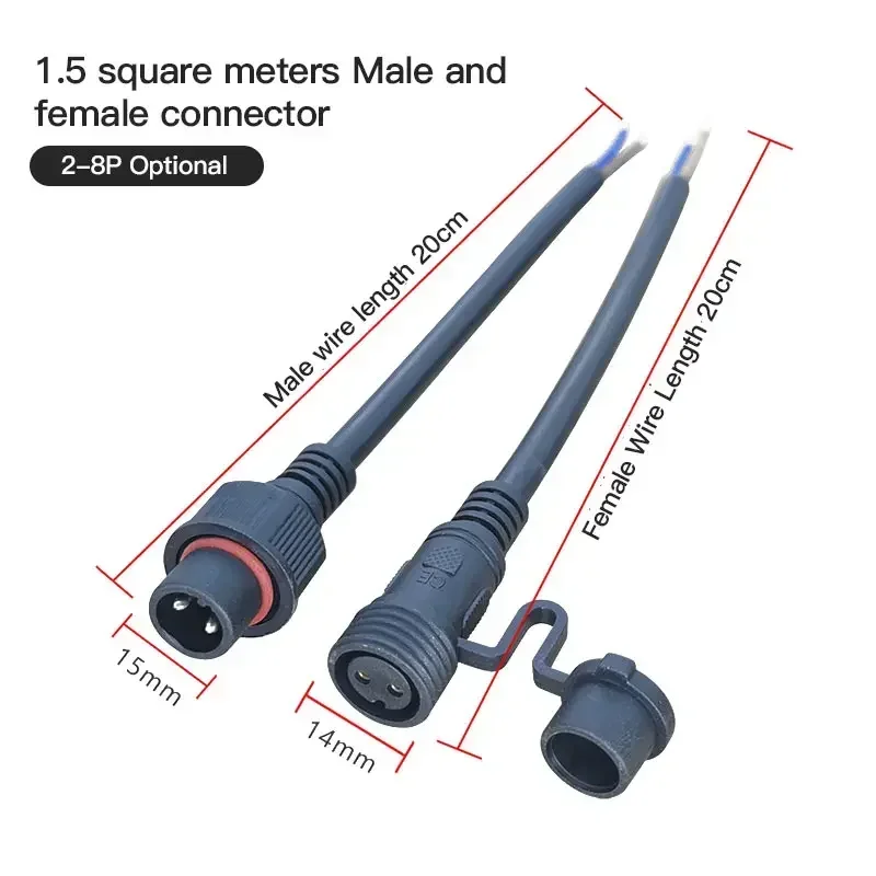 Ip68 2 3 4 5 Pin 0.3/0.75/1.5 Quadrato Impermeabile Maschio Femmina Connettore Del Cavo Spina Butt Extension Line Outdoor Led Wire Connector