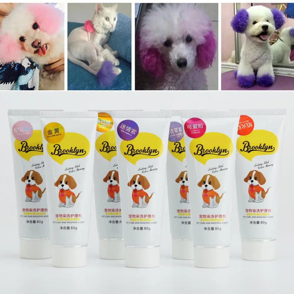 80G Pet Dog Cats Hair Color Diy Dye Agent Semi Permanent Dye Cream Non Sbiadisce Colorful Dog Cats Hair Coloring Dyestuff Pigment