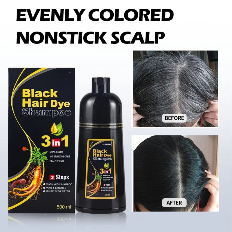 500Ml Meidu 3 In1 Shampoo Colorante Per Capelli Oscurante Per Capelli Ingredienti A Base Di Erbe Originali Shampoo Colorato Da Grigio A Nero Per Uomo 