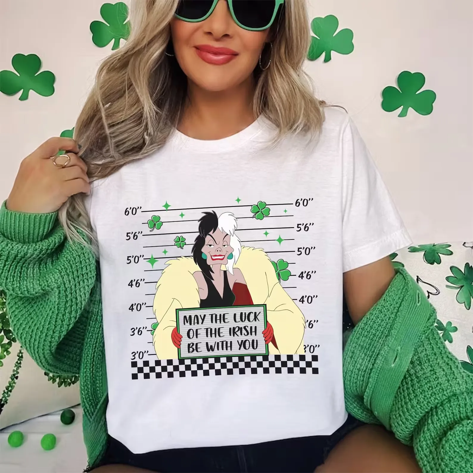 Cruella De Vil Patrick'S Day May The Luck Of Irish Be With You T Shirt Donna Maniche Lunghe O Corte