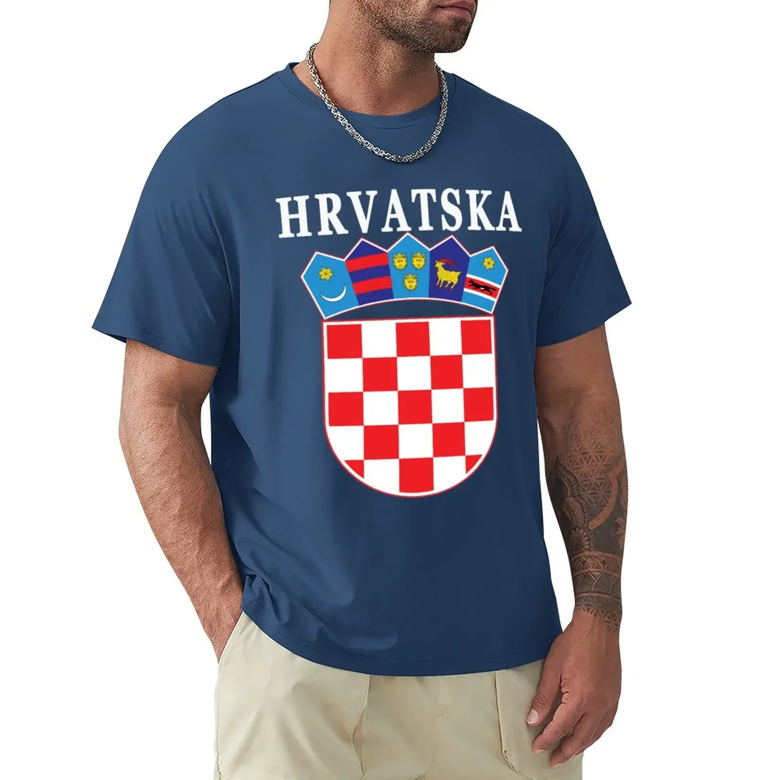 Croazia Hrvatska Deluxe National Jersey T-Shirt Vintage Boys Whites Men Clothing
