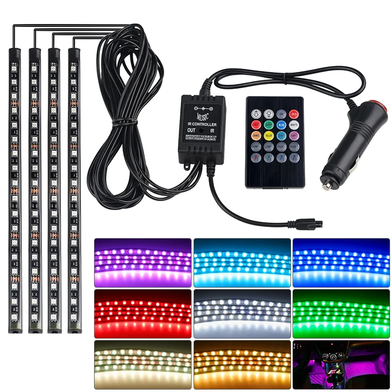 Retroilluminazione Remote App Music Control Auto Rgb Lampade Decorative Neon Led Car Interior Ambient Foot Strip Light Kit Accessori