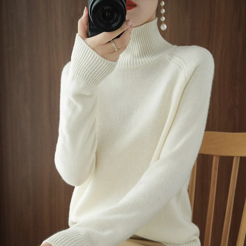 Donna Autunno Caldo Maglione Dolcevita 2023 Bianco Dolcevita Donna Donna Cashmere Maglione Pullover Donna Donna Maglioni
