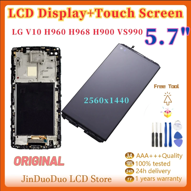 Aaa + 5.7 Pollici Per Lg V10 H960 H968 H900 Vs990 Display Lcd Touch Screen Digitizer Assembly Con Cornice Per Lg V10 Lcd Sostituzione