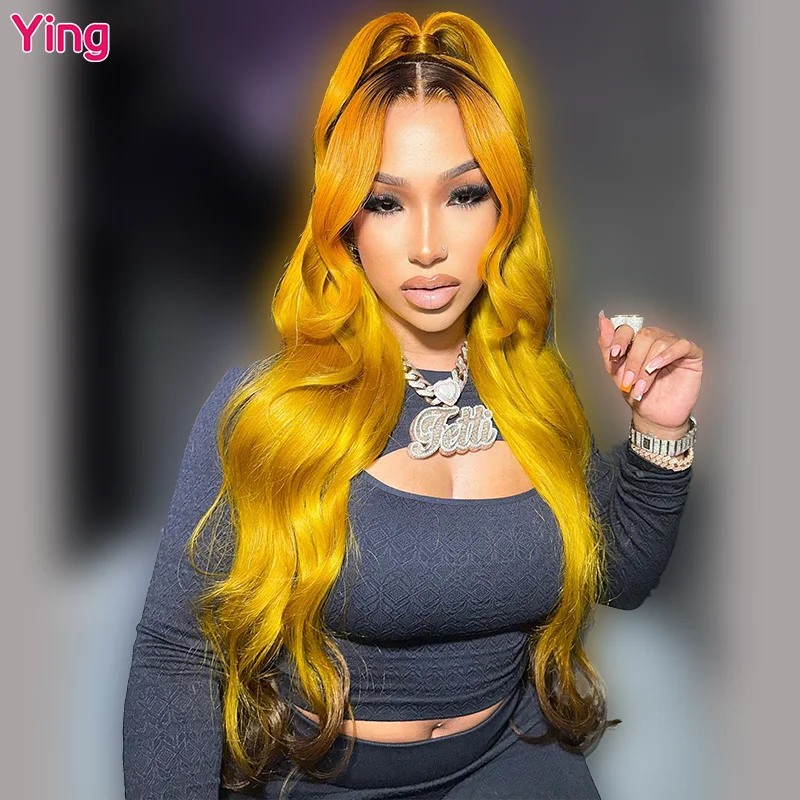 Ying Body Wave Radice Scura Arancione 13X4 Parrucche Anteriori In Pizzo Dei Capelli Umani Parrucca Brasiliana Remy 613 Bionda 13X6 Parrucca Frontale I