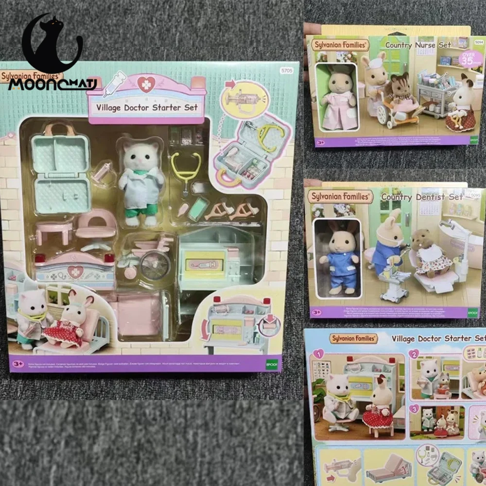 Original Sylvanian Family Village Doctor Starter Set Small Clinic Series Forest Dentista E Rural Beginner Doctor Set Toys