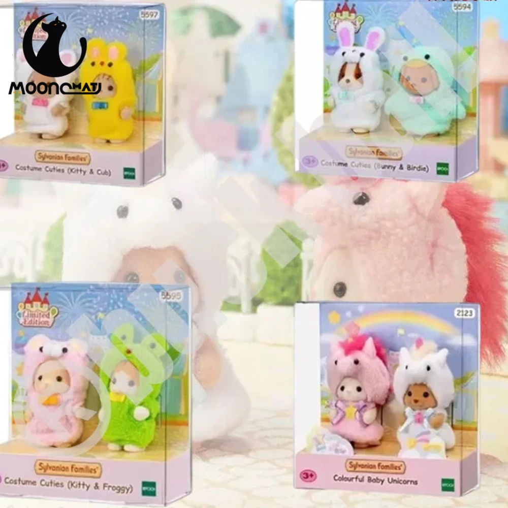 Original Sylvanian Family Rainbow Unicorn Costume Sylvanian Family Cat Figurine Doll Kawaii Kids Regalo Di Compleanno Per Bambini