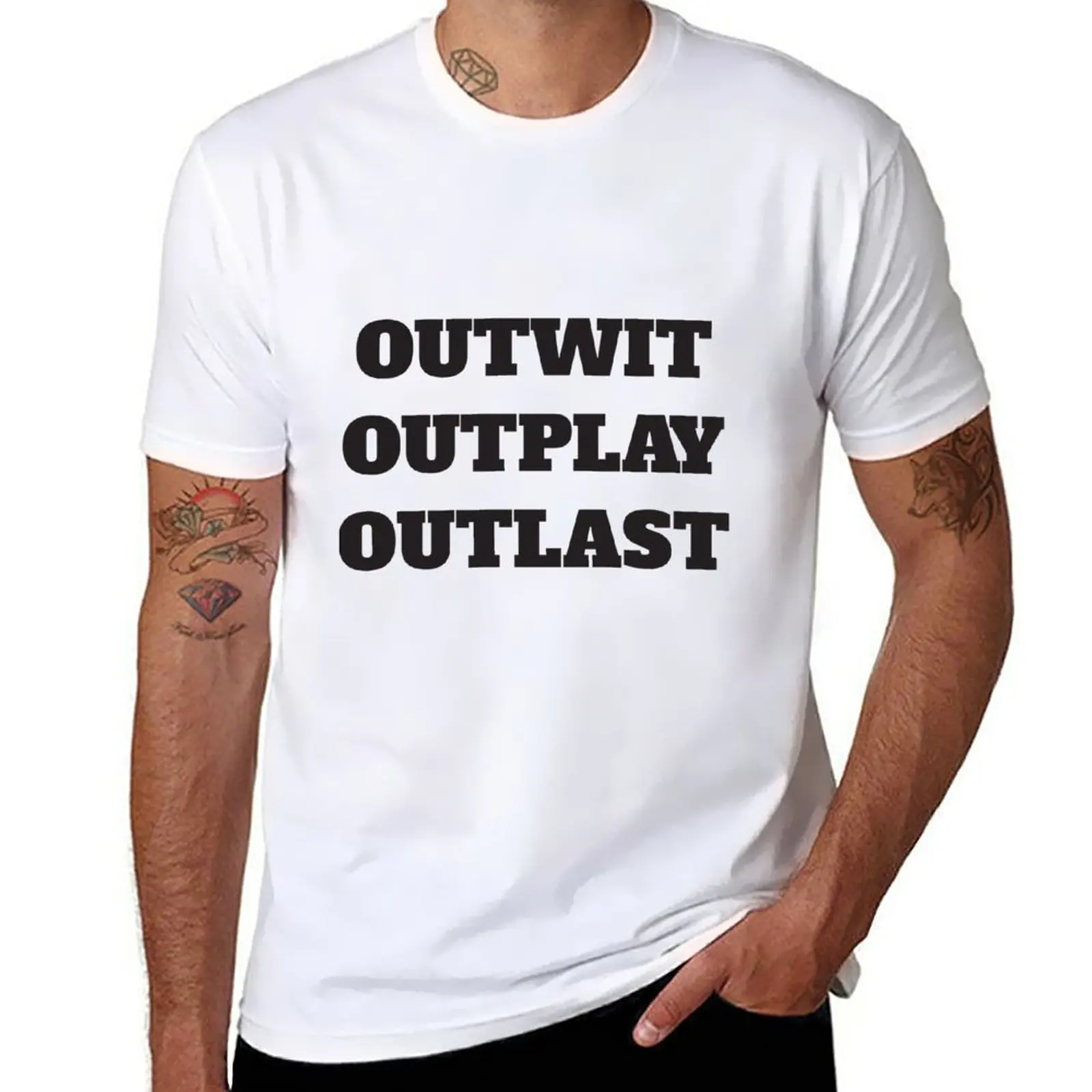 New Outwit Outplay Outlast T-Shirt Felpe Abbigliamento Estivo Magliette Aderenti Per Uomo