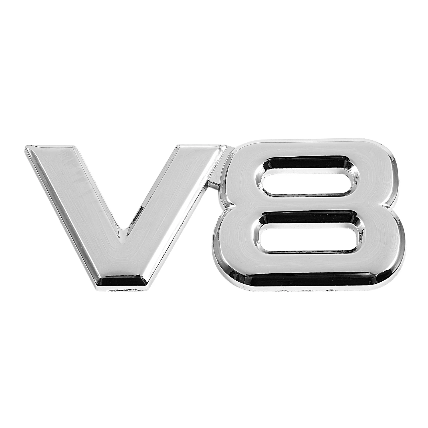 3D Silver Auto Motor V8 Car Rear Emblem Decalcomania Badge Sticker