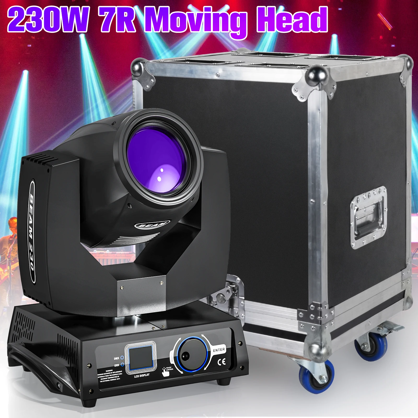 Somspot 7R 230W Beam Moving Head Light Con Flight Case Rgbw Pattern Light Stage Effect Light Per Live Show Dj Nightclub Party