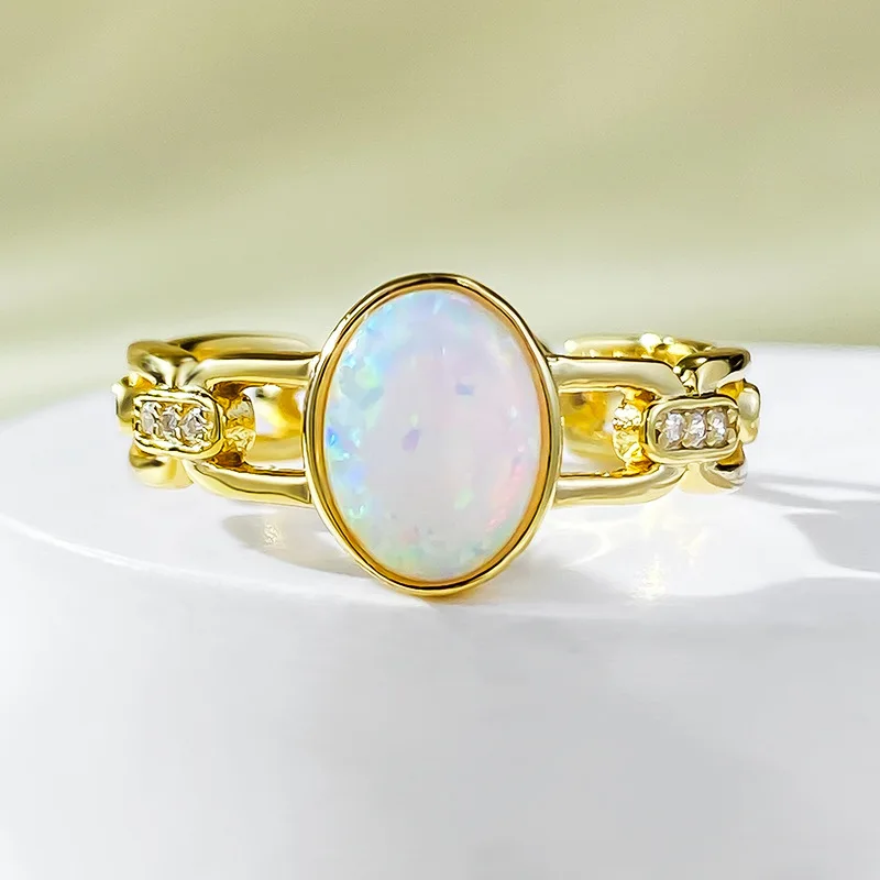 Mu Jing Jewelry New 925 Silver Plated Rose Gold Intarsiato One Carat Australian Treasure White Ring For Women