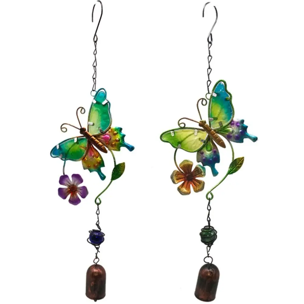 Farfalla Wind Chime 1Pcs Glass Iron Art Window Hanging Ornament Squisito Ciondolo Da Giardino Pastorale