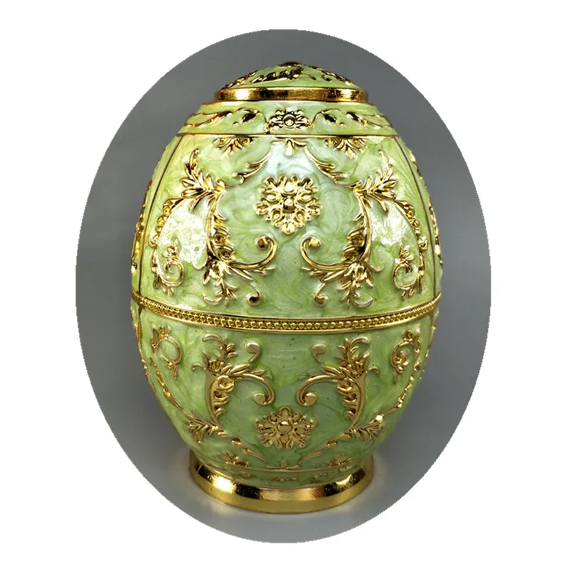 13 Tin Metal Storage Stuzzicadenti Scatola Portabottiglie Apribottiglie Modello A Forma Di Uovo Verde Dorato Eleganza Europea