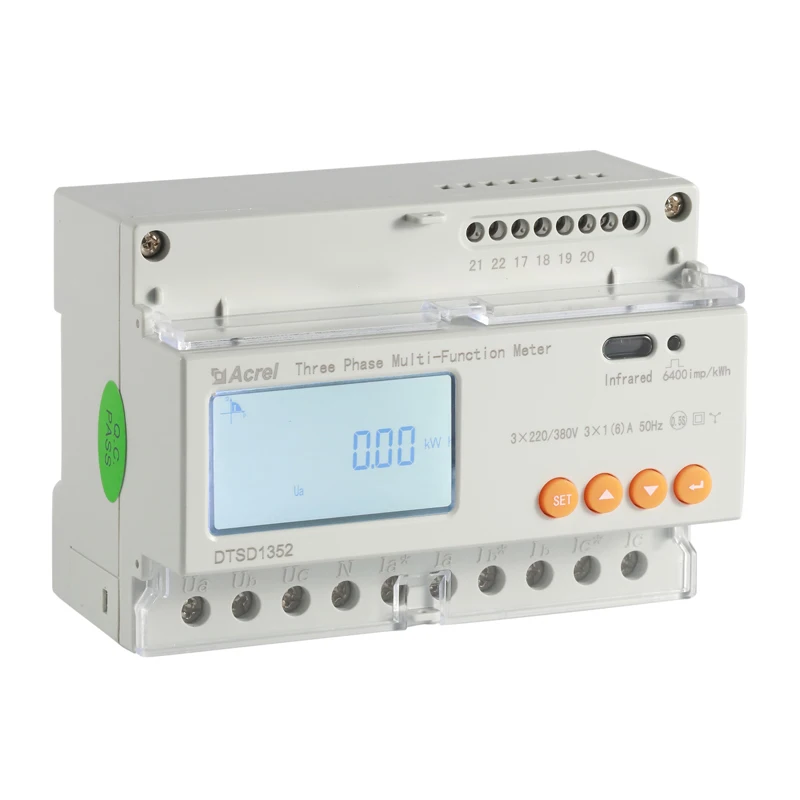 Acrel Adl3000-E Trifase Din Rail 80A Direct Connect Dual Power Monitoring Multifunzione Kwh Electric Energy Power Wattmetro