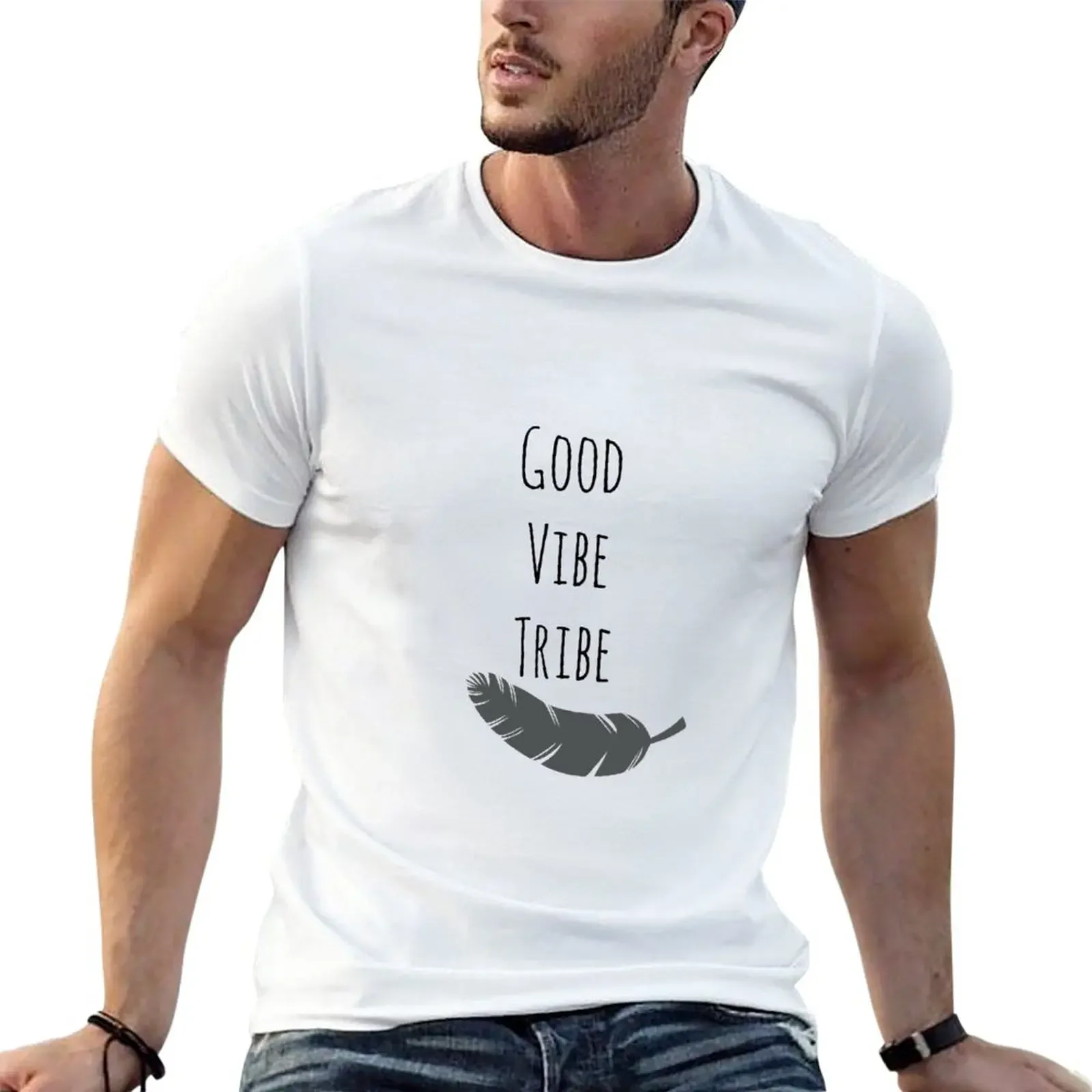 T-Shirt Good Vibe Tribe Taglie Forti Magliette Ad Asciugatura Rapida Magliette Grafiche Da Uomo Grandi E Alte