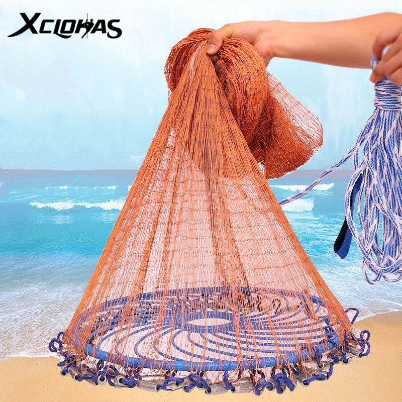 Hand Cast Fishing Net American Style Casting Net High Strength Nylon Fishing Line  Hand Throw Fishing Net Trap Fishing Tools