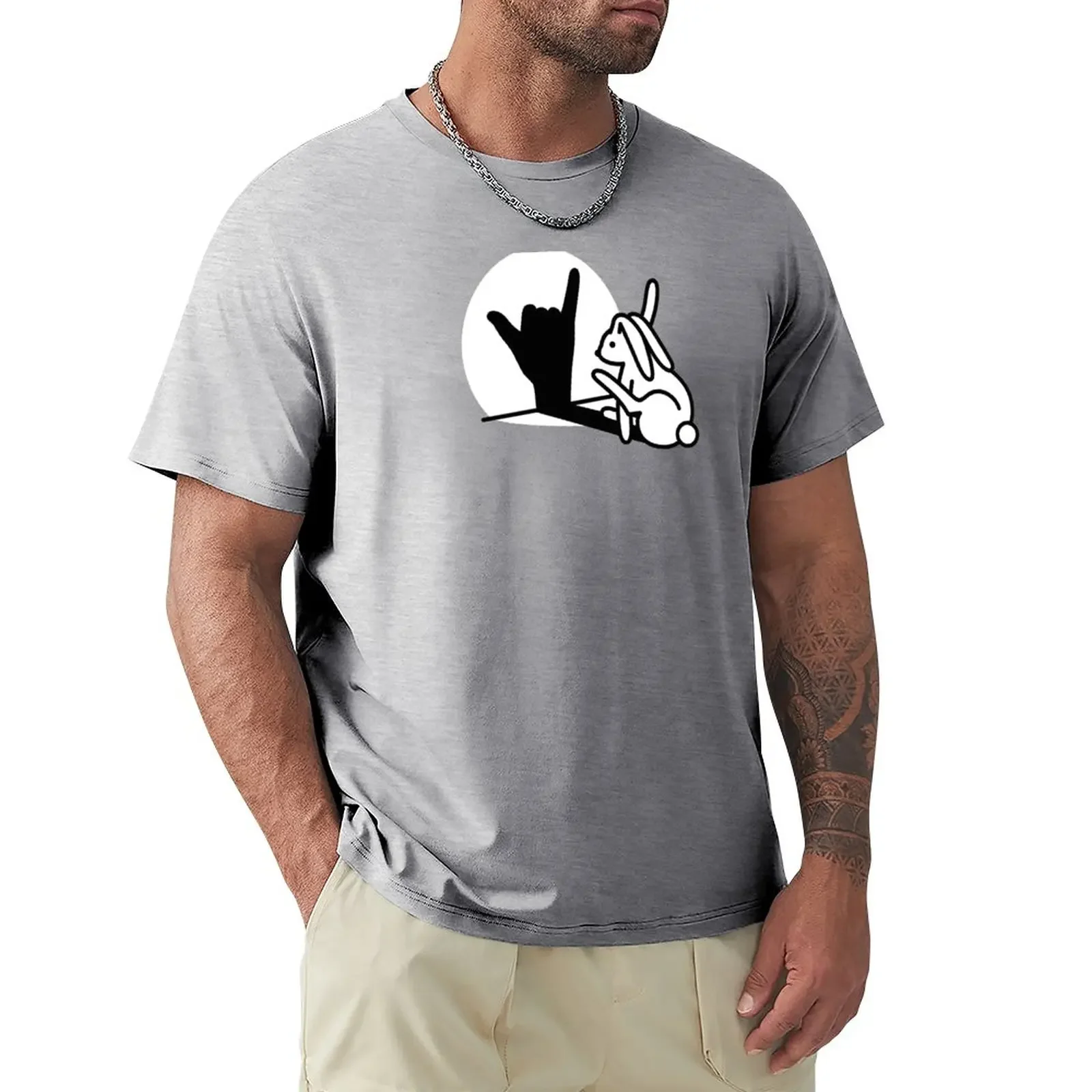 Funny Rabbit Shadow Hand 'Call You Hand Sign Date T-Shirt Anime Sweat Mens T-Shirt