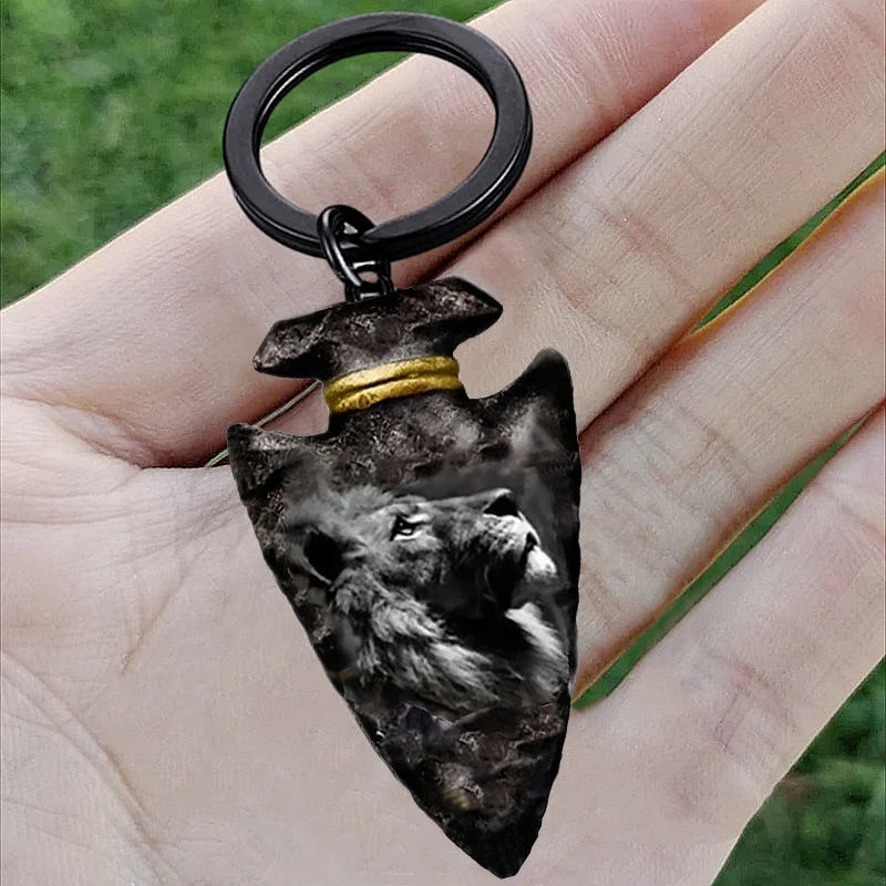 Dark Wind Black Lion Spear Head Portachiavi Per Uomo E Donna Accessori Per Gioielli Regali Per Feste Di Compleanno Per Gli Amici Per Natale