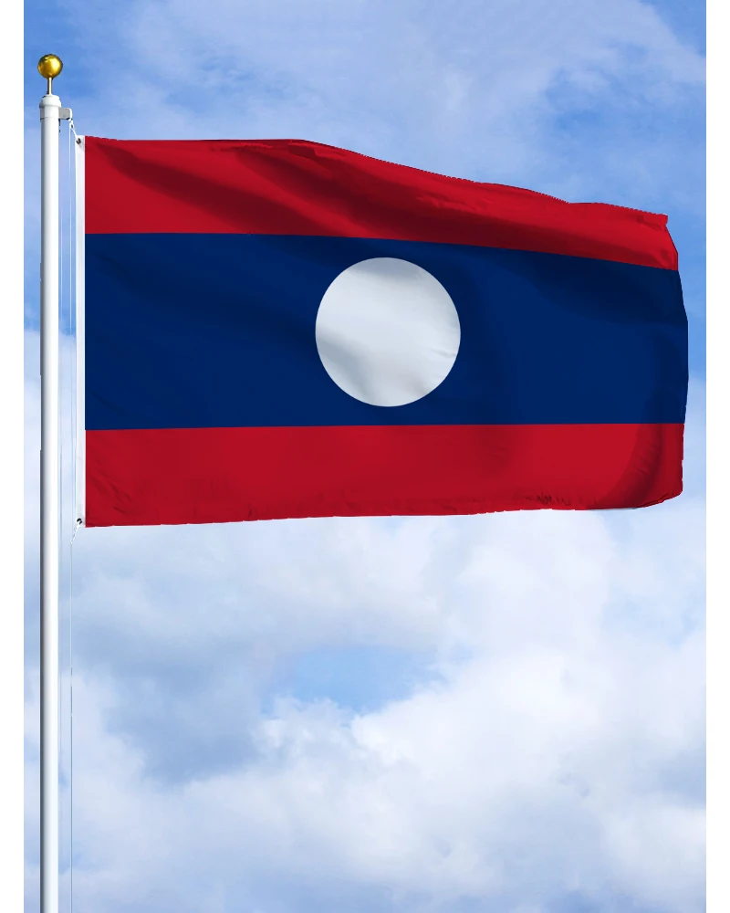 60 × 90 90X150 120X180Cm Laos Laos Pdr Lpdr Emblema Bandiera Poliestere Stampato Banner Arazzo Per La Decorazione