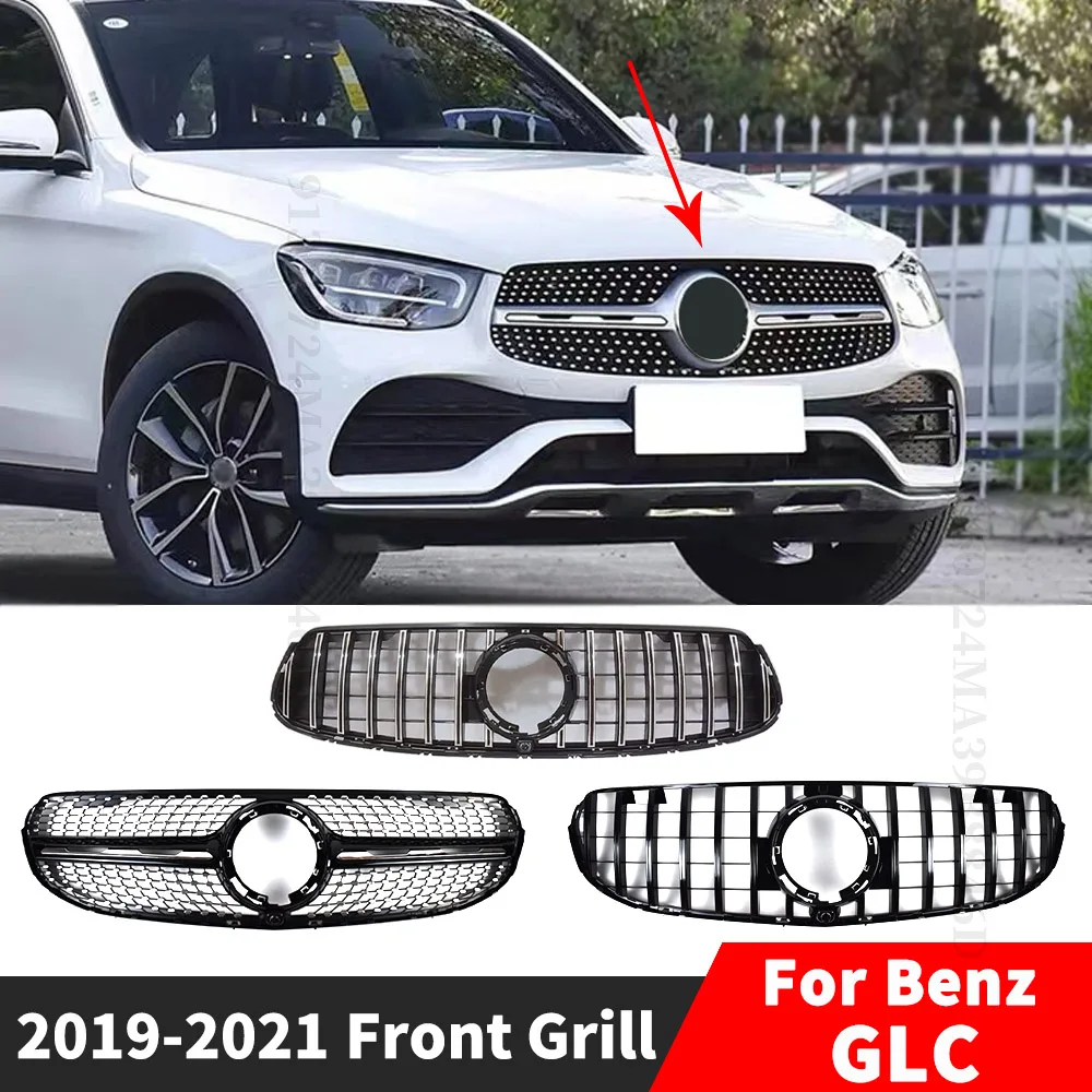Sport Gt Diamond Style Front Inlet Hood Griglia Paraurti Grill Per Mercedes Benz Glc X253 2019 2020 2021 Facelift Griglia Mesh Tuning