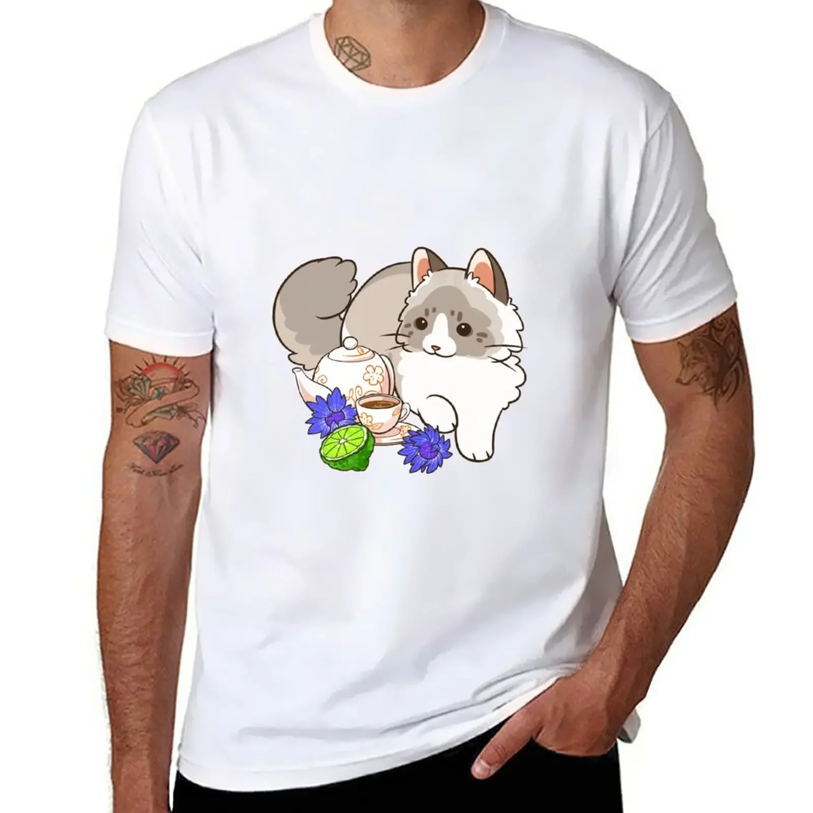 Earl Grey Tea And Ragdoll Cat T-Shirt Oversize Customizeds Vestiti Carini Felpe, Uomini