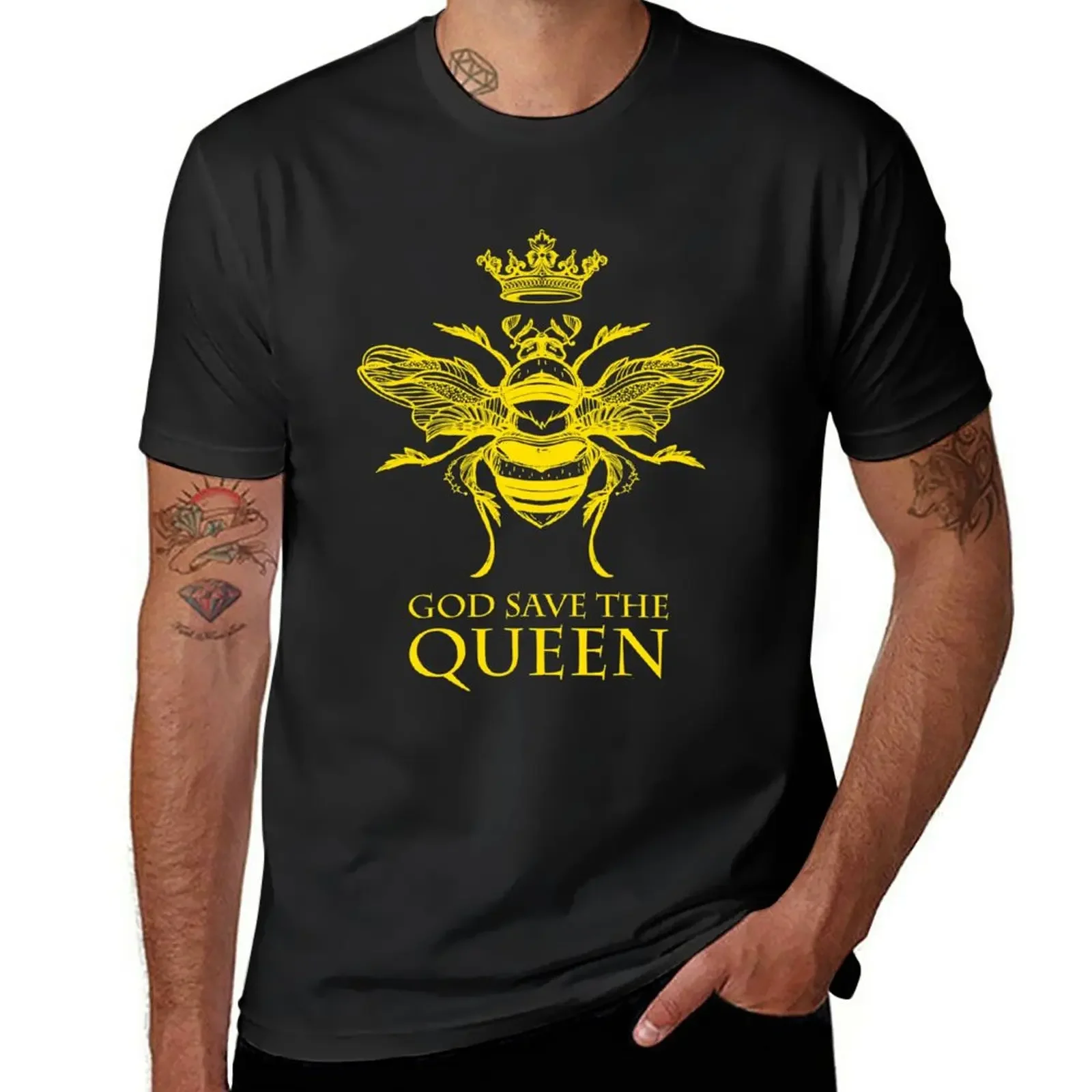 God Save The Queen 'Bee' T-Shirt Sweat Vintage Shirts Graphic Tees Abbigliamento Da Uomo