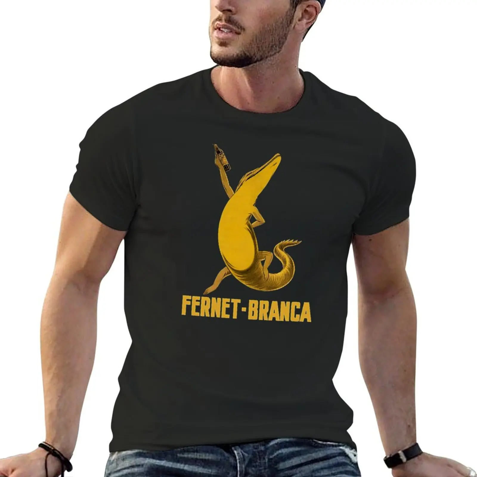 Fernet Branca Crocodile T-Shirt Manica Corta Tee Abbigliamento Vintage Mens Graphic T-Shirt Pack